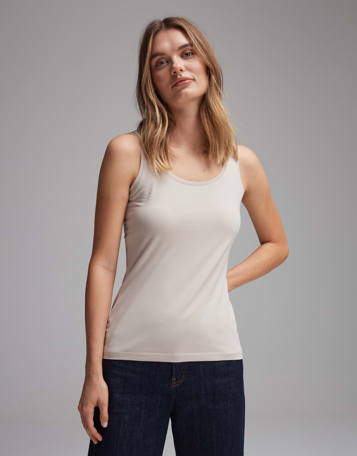 IMILIA Tanktop 2063 beige Slim aus BCI Cotton Mix OPUS