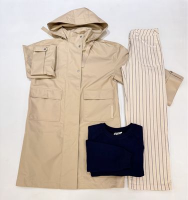Cooler wasserfester Parka OPUS, Stripe Canvas Hose und Sweaty navy DANEFAE