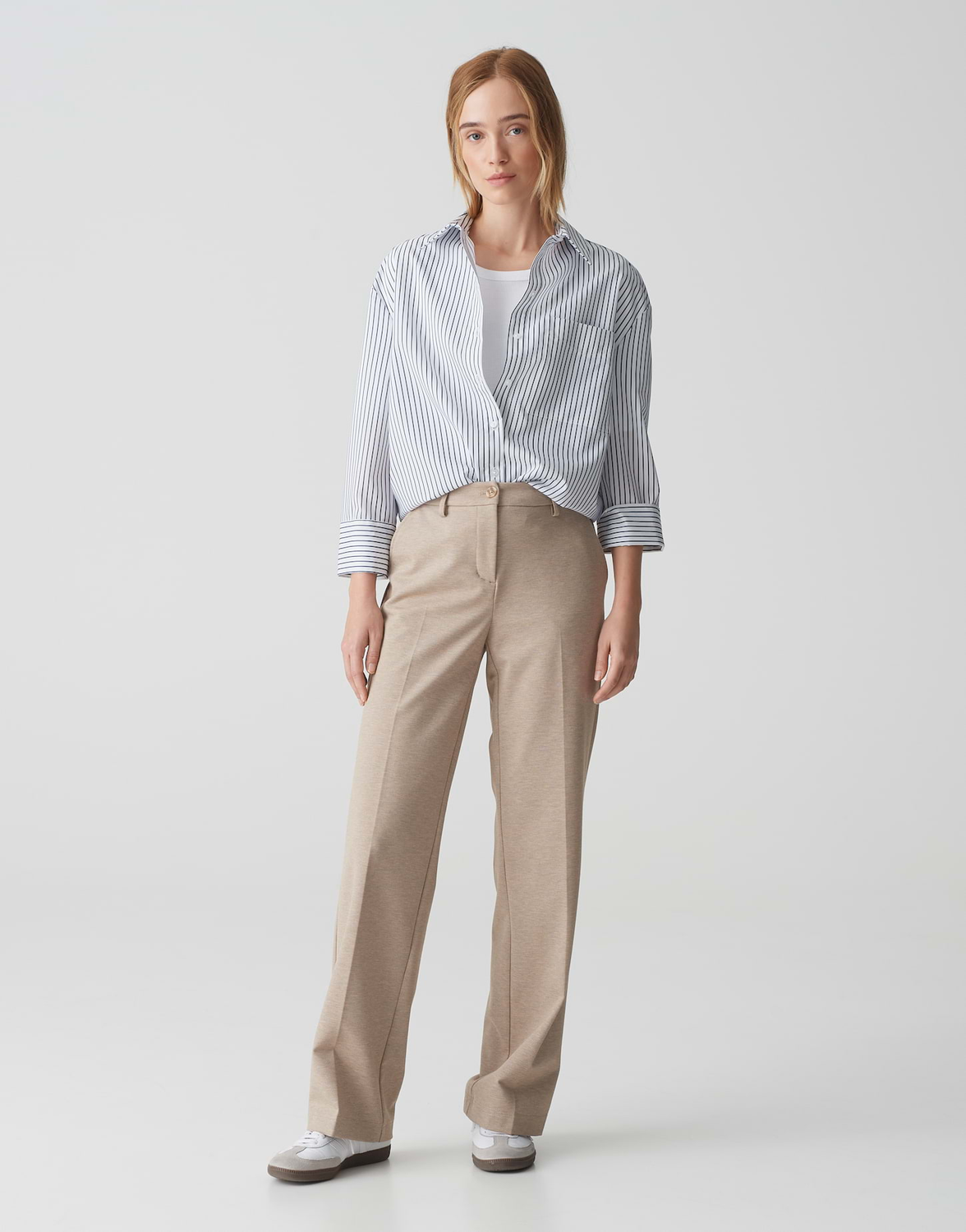 Wide Leg Pants MAUNO CITY mit dezenter Struktur-20019 soft oat OPUS - eine Größe kleiner bestellen