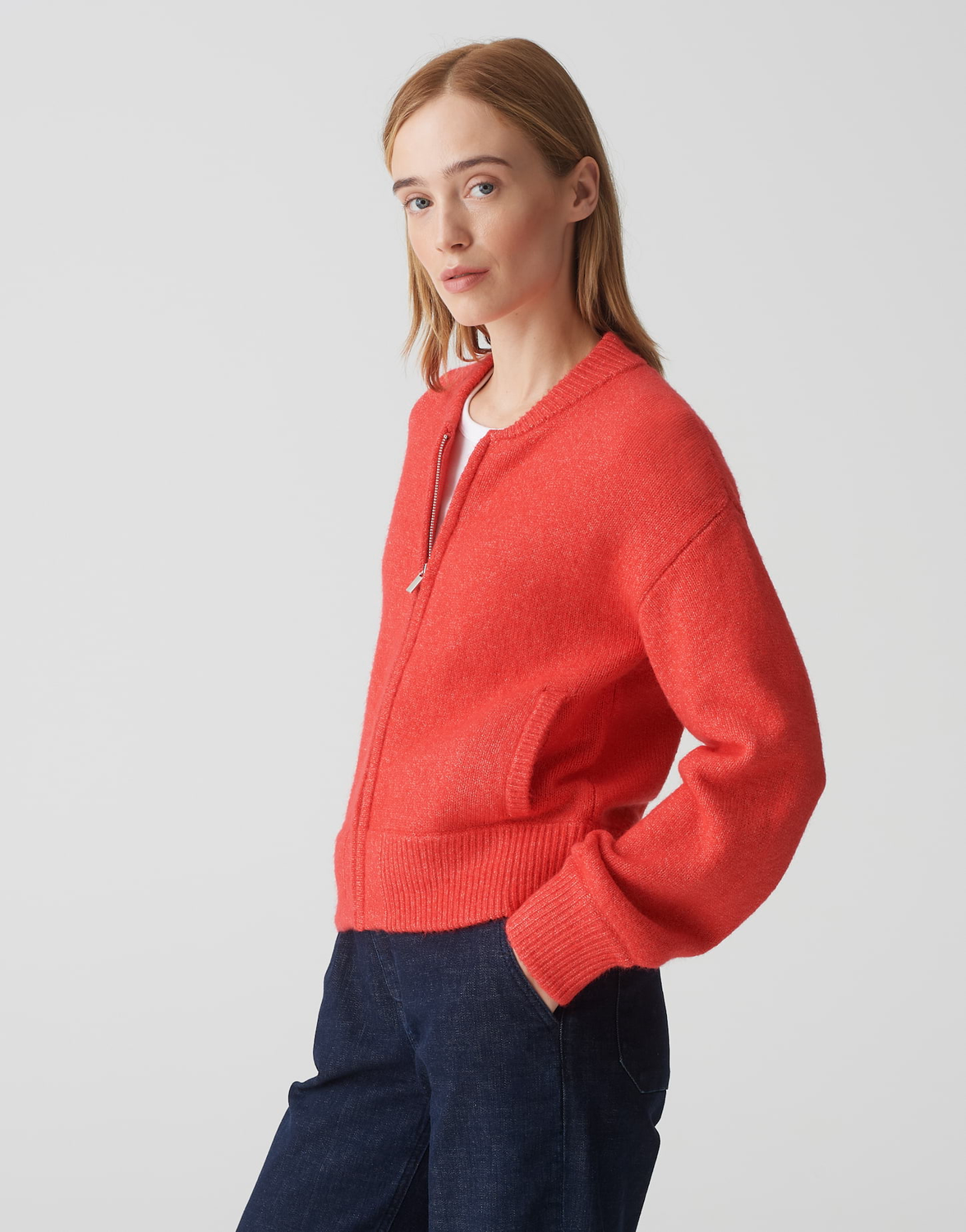 Gestrickte Bomberjacke DOKETA Regular mit 5% Wolle 40034 sweet red OPUS