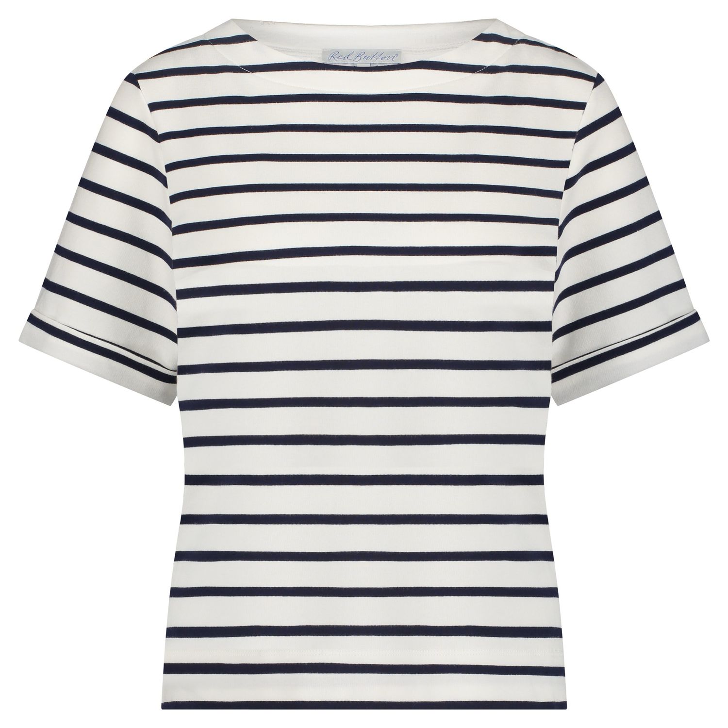 SRB4528 Terry stripe Kurzarm navy milk RED BUTTON
