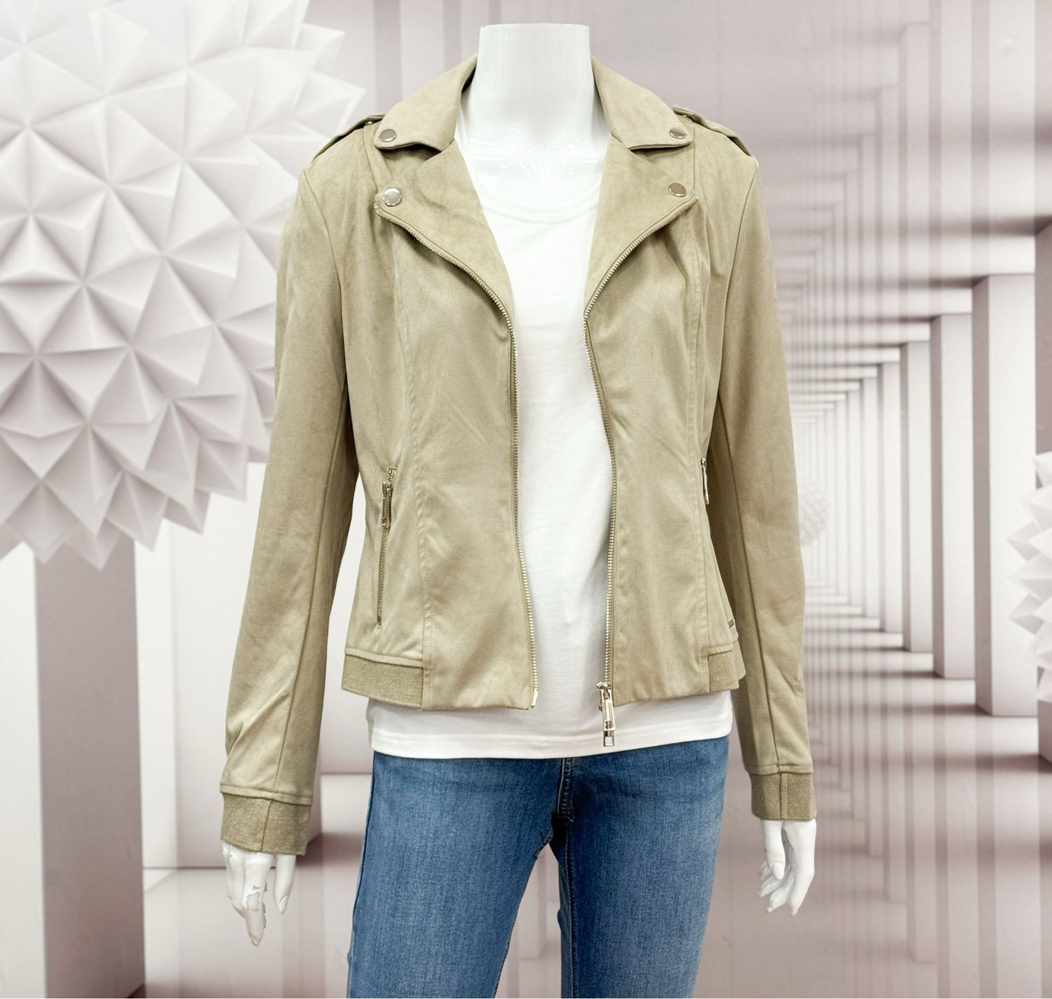 Moshpa pale camel Velours Bikerjacke RINO&PELLE