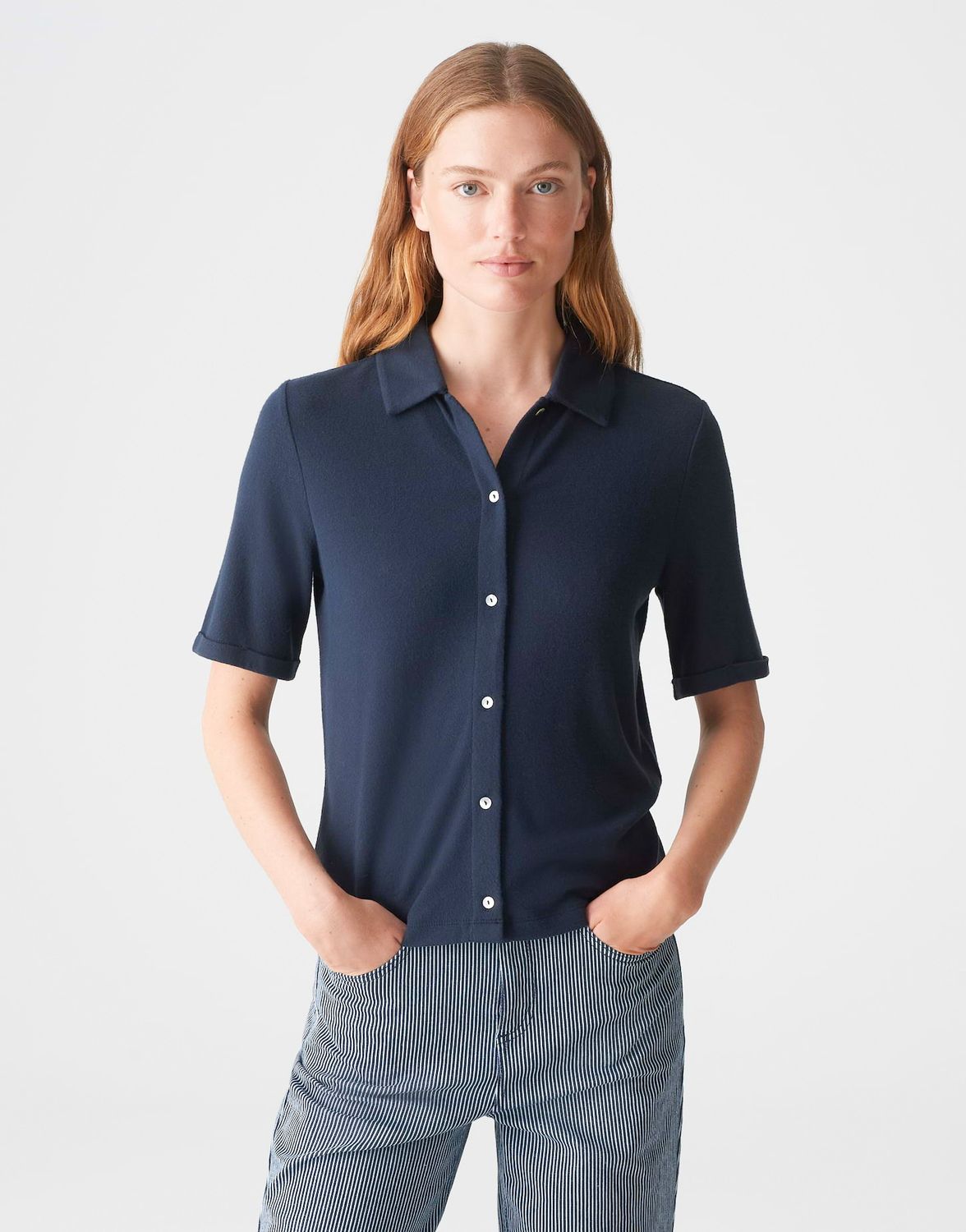 Blusenshirt SEBLUSI Regular aus weichem Jersey 60020 coal blue OPUS