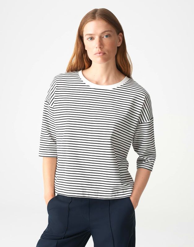 Streifenshirt SEIFEN PREPPY Oversize aus BCI Cotton Mix 60020 coal blue OPUS fällt sehr groß aus