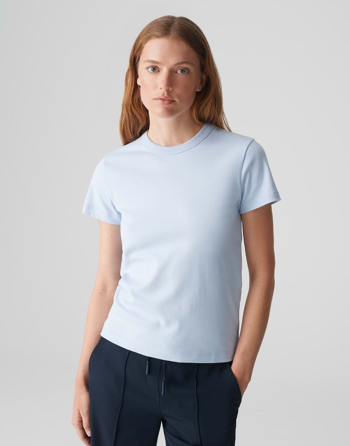 SAMUN T-Shirt Slim aus BCI Cotton Mix 60029 oxford blue OPUS