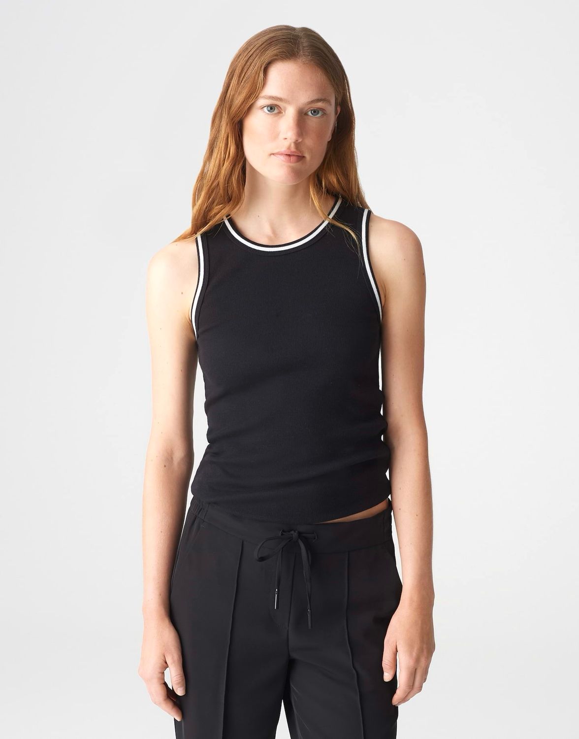 Geripptes Tanktop ILESSO PREPPY Slim aus Jersey black OPUS