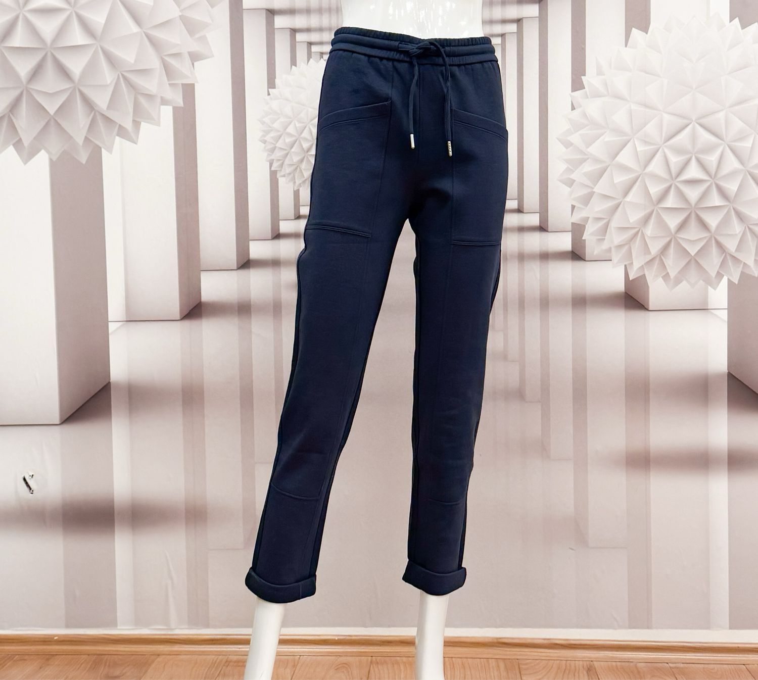 SRB4569 midnight blue  Scarlet scuba pant RED BUTTON