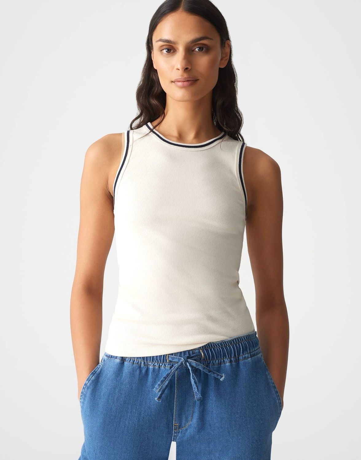 Geripptes Tanktop ILESSO PREPPY Slim aus Jersey natural glaze OPUS