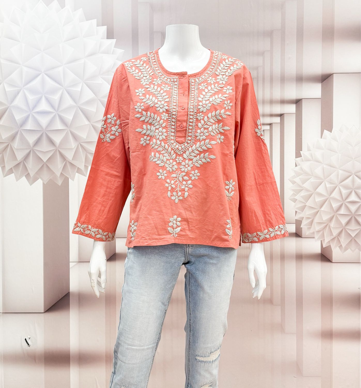 SHYLA bestickte Bohobluse coral MAISON HOTEL