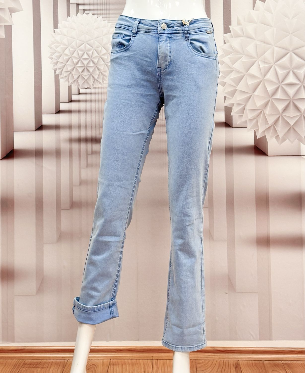 SRB4456 KATE coloured bleach blue RED BUTTON