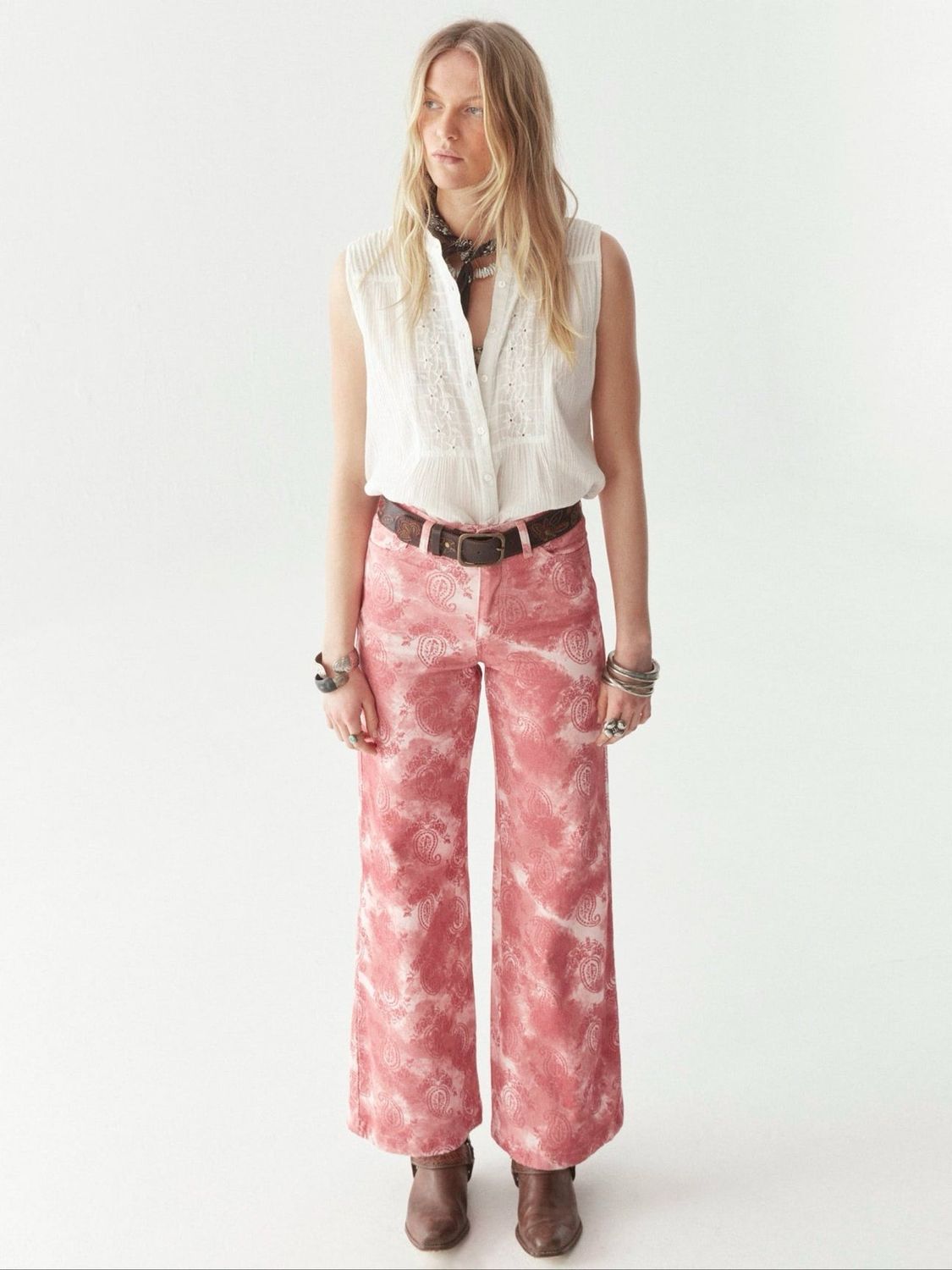 RITA Boho vom Feinsten Jeanshose pinkrose gemustert MAISON HOTEL