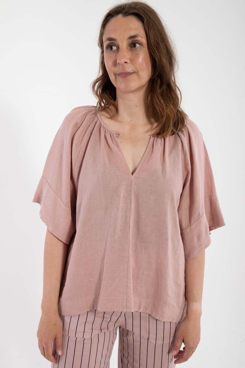 DANESHADE Viscose Leinen Bluse rose DANEFAE