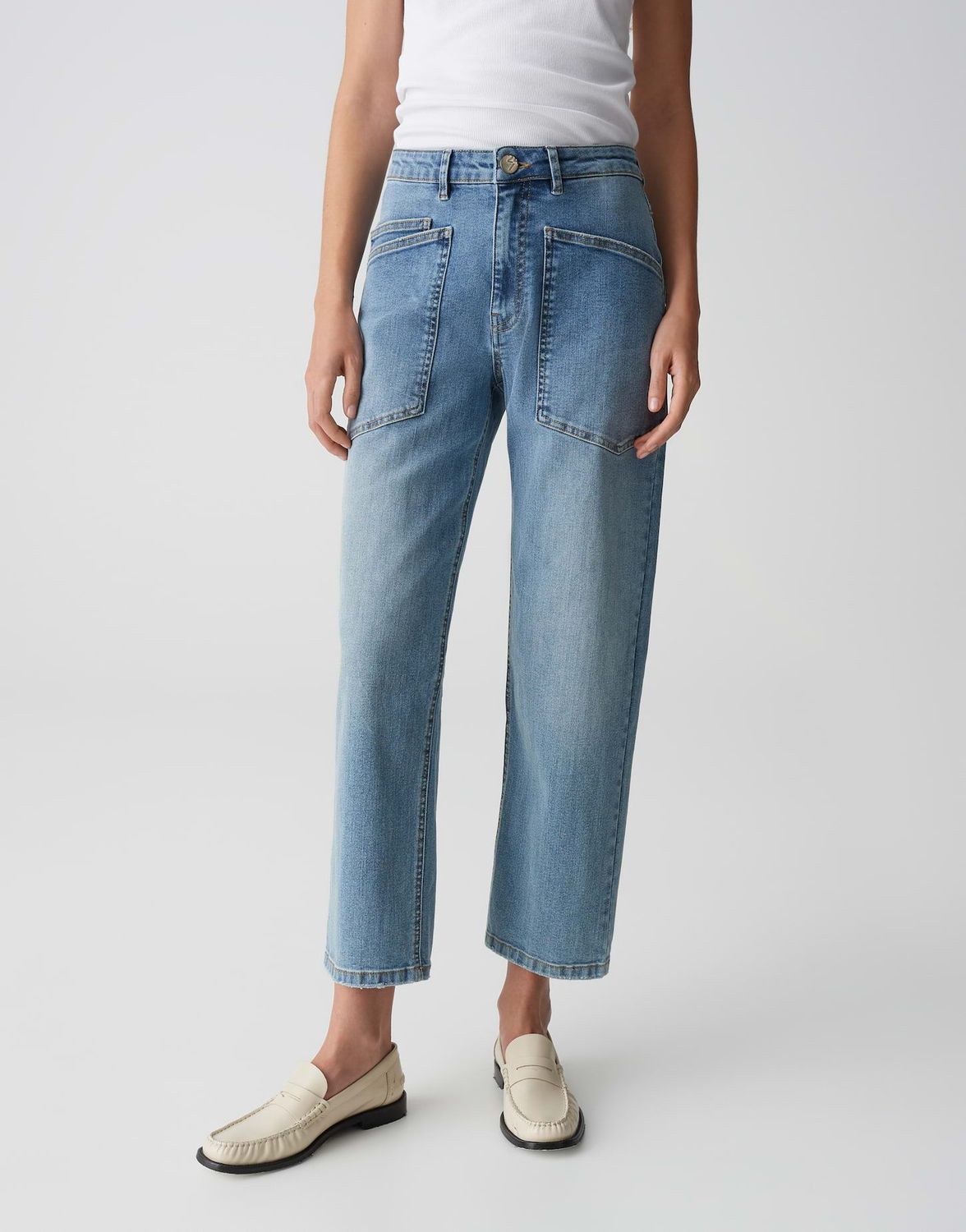 Tapered Jeans LISSIE CARGO aus Spanish Cotton Mix 70229 light breeze blue OPUS