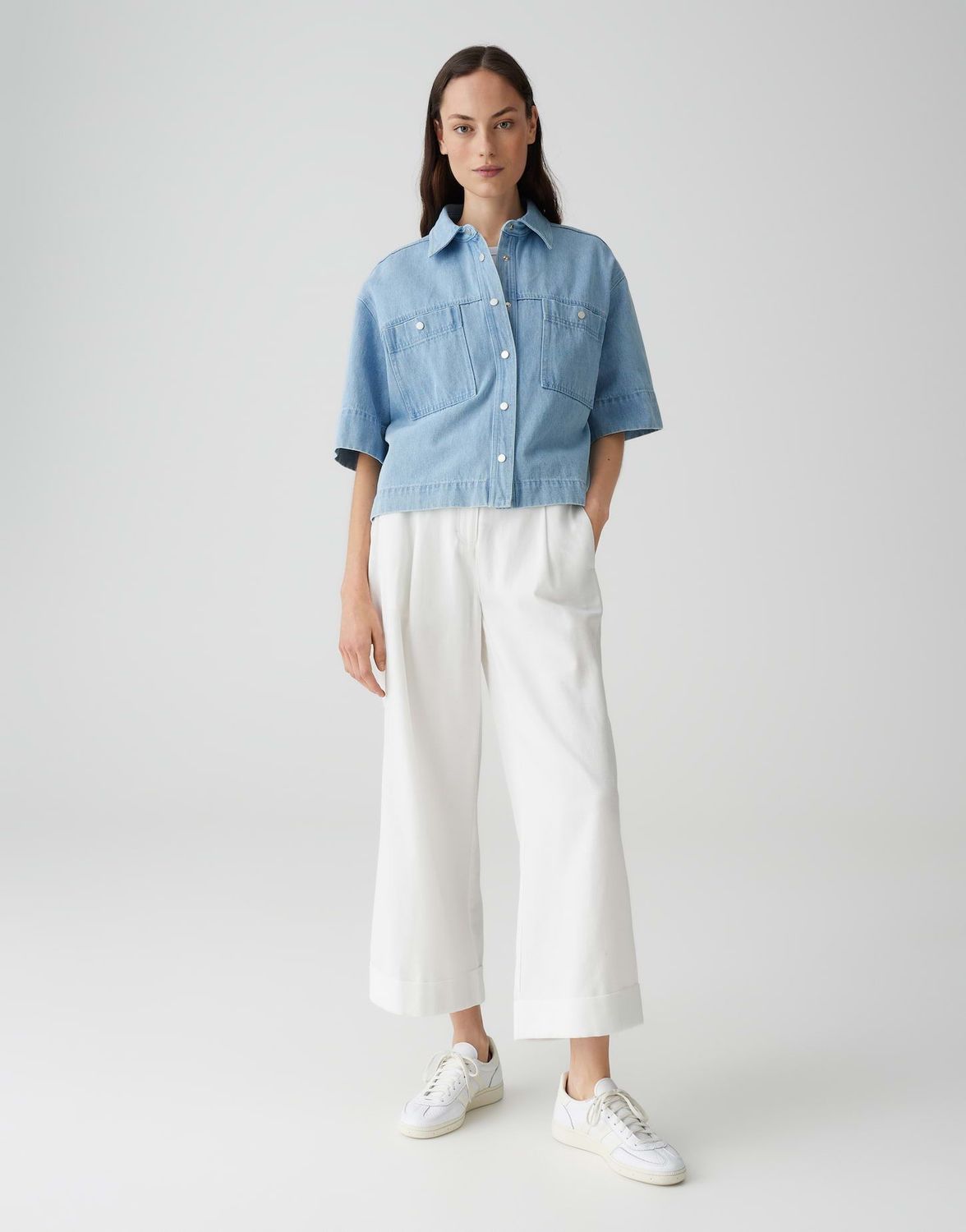 Jeansbluse FERLOSA Oversized mit markanten Cargo Details -70233 light parisien blue OPUS