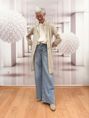 MIVY Palazzo,GELIA Stricksweaty natural glaze , Top ILESSO alles OPUS, Velourleder-Jacke Babice RINOundPELLE