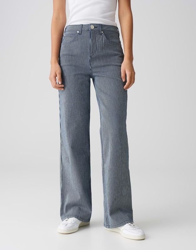 Wide Leg Jeans MIVY STRIPED High Rise mit Stretch-Anteil 70223 mid striped blue OPUS 31er Länge Wide Leg Jeans MIVY STRIPED High Rise mit Stretch-Anteil 70223 mid striped blue OPUS 31er Länge