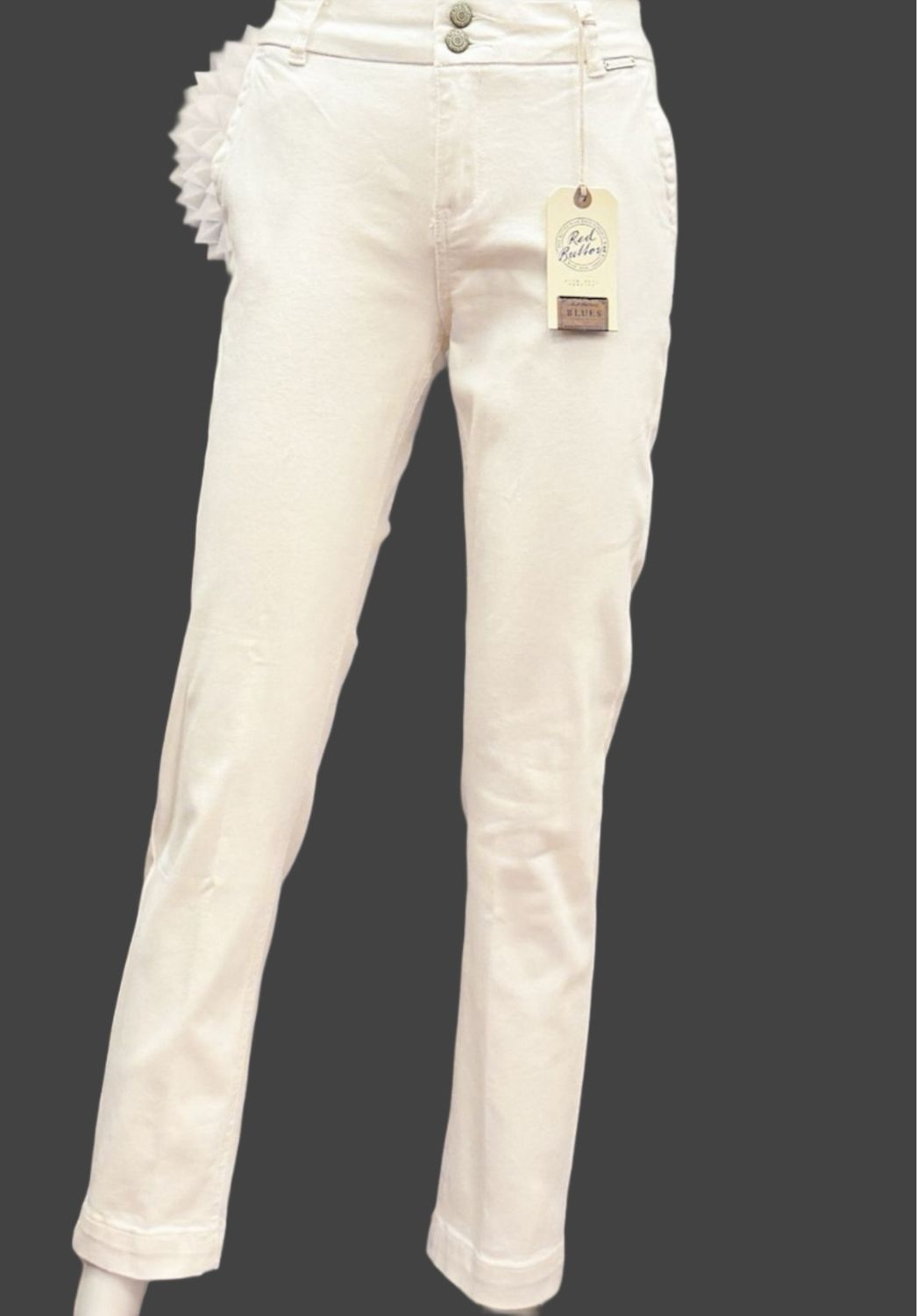 SRB4510 DIANA offwhite denim Hose RED BUTTON