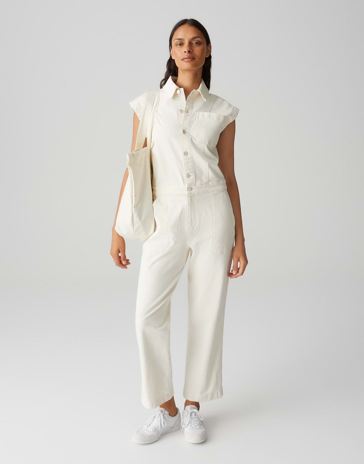 MALVIE Relaxed Denim Jumpsuit aus nachhaltigem BCI Cotton Mix 20003 natural glaze OPUS