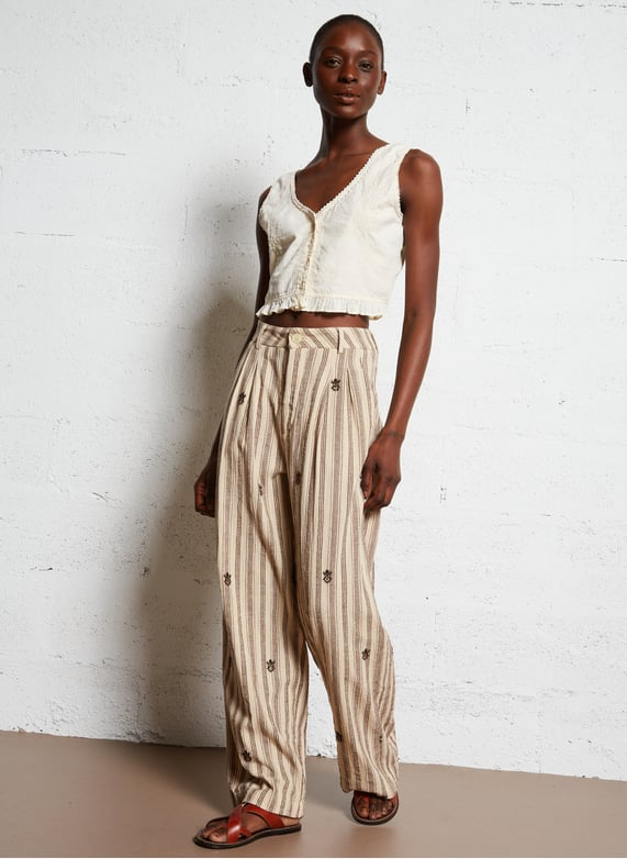 LOLO Boho Hose gemustert beige braun MAISON HOTEL LOLO Boho Hose gemustert beige braun MAISON HOTEL