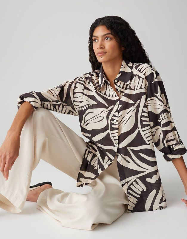 FUMINE TROPICAL Regular Printbluse aus Baumwolle 20024 midnight brown OPUS FUMINE TROPICAL Regular Printbluse aus Baumwolle 20024 midnight brown OPUS