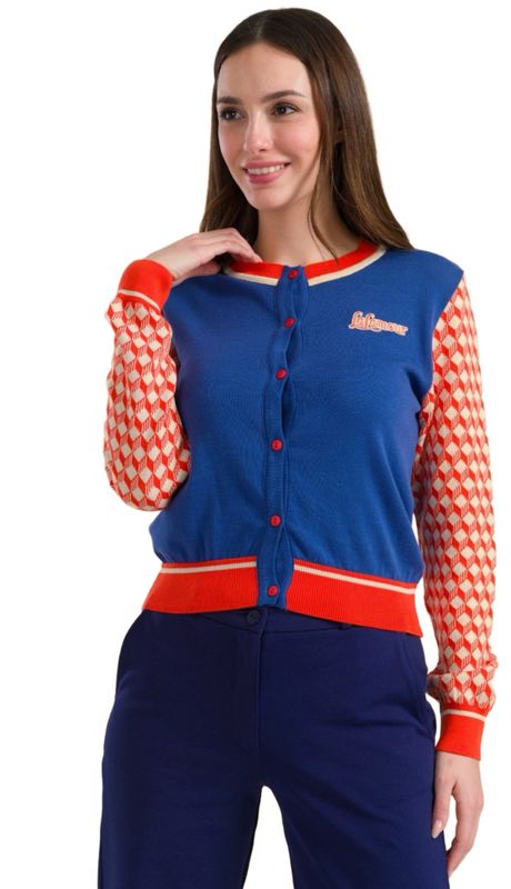 Lasu25339 dazzling blue Cardigan mit Rückendruck LALAMOUR Lasu25339 dazzling blue Cardigan mit Rückendruck LALAMOUR