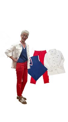 Canvasjacke offwhite , Viscose V Strickshirt, Tessy red RED BUTTON