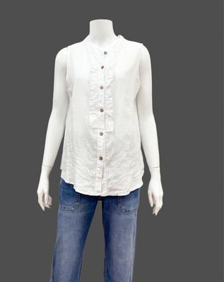 258356 Leinen Viscose Bluse weiß ohne Arm MARTA DU CHATEAU 258356 Leinen Viscose Bluse weiß ohne Arm MARTA DU CHATEAU