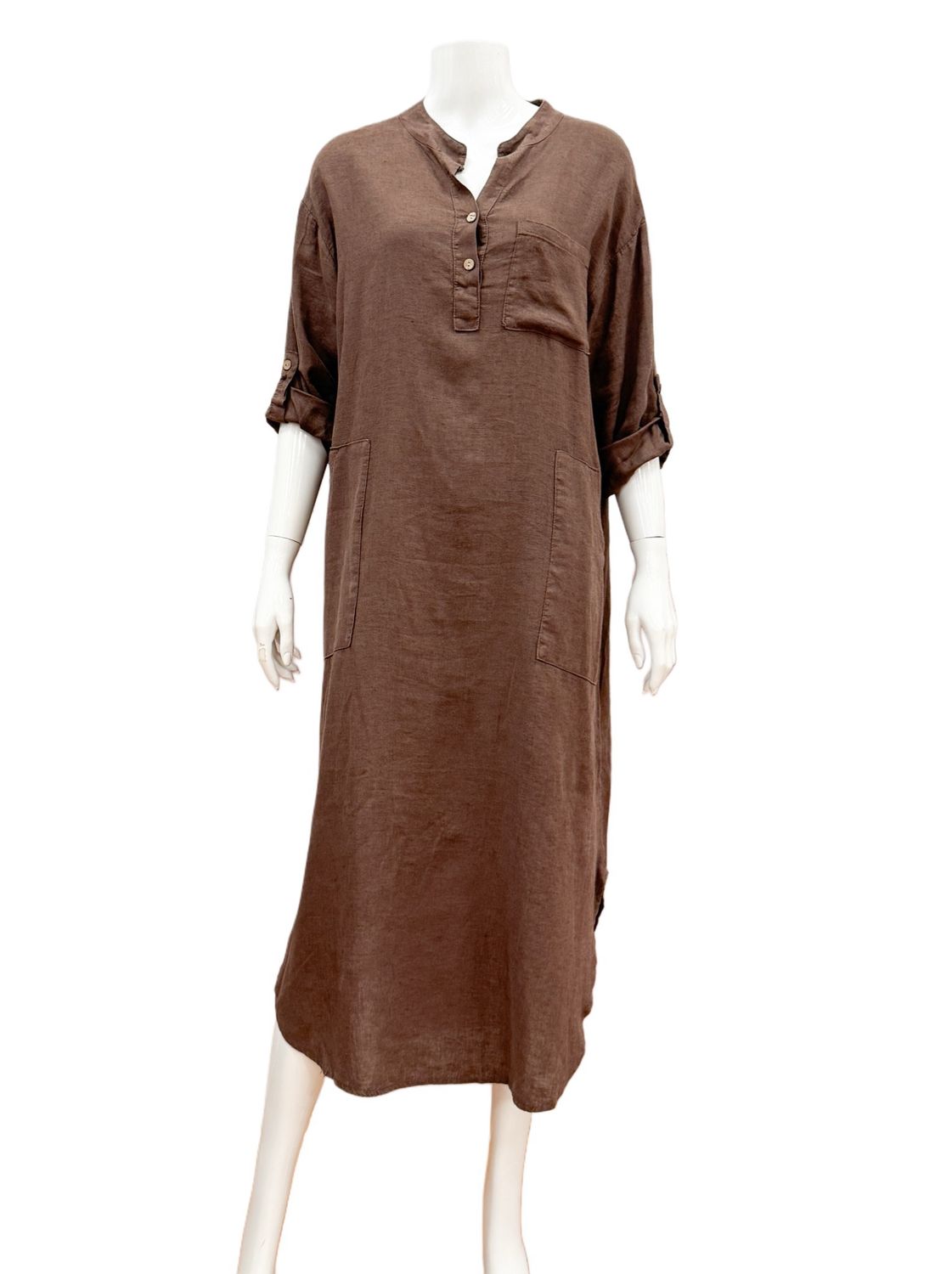 93911 legeres Leinen Viscose Kleid brown MARTA DU CHATEAU