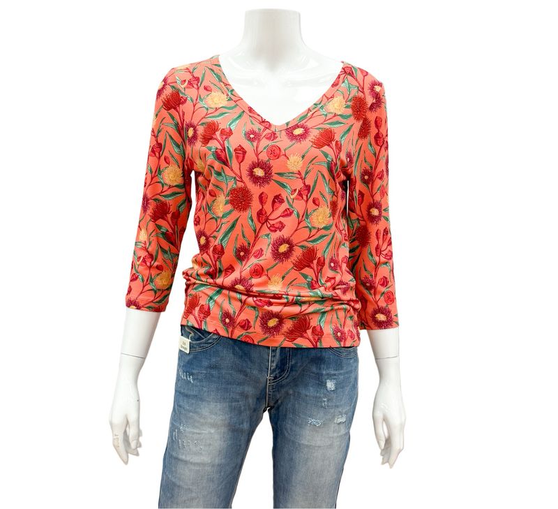 LASU 2541 3/4 Arm Shirt wild bouquet LALAMOUR- eine Größe größer bestellen
