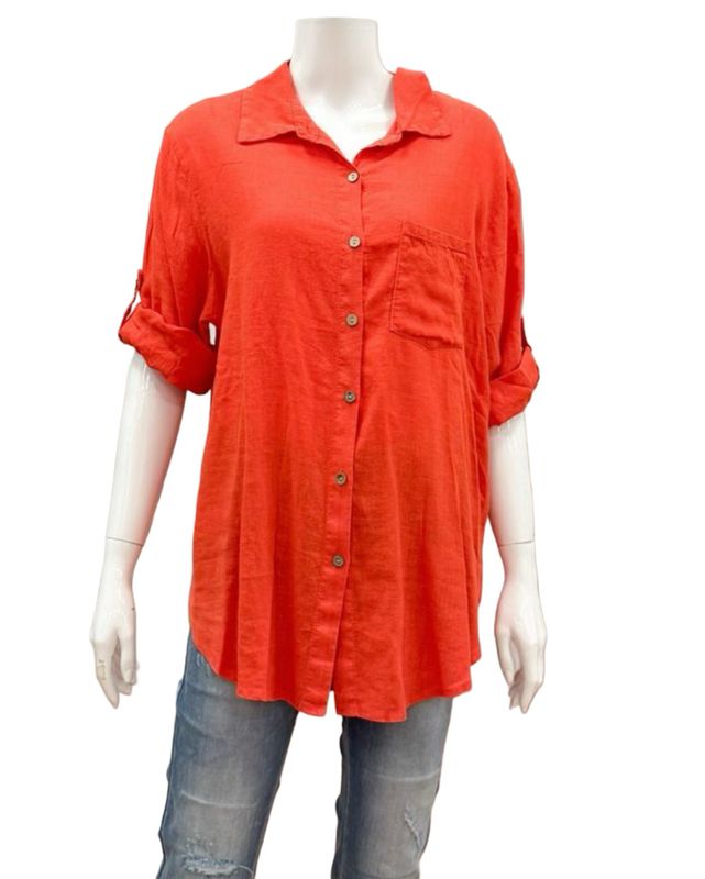 258354 Hemdbluse Leinen Viscose rot MARTA DU CHATEAU 258354 Hemdbluse Leinen Viscose rot MARTA DU CHATEAU