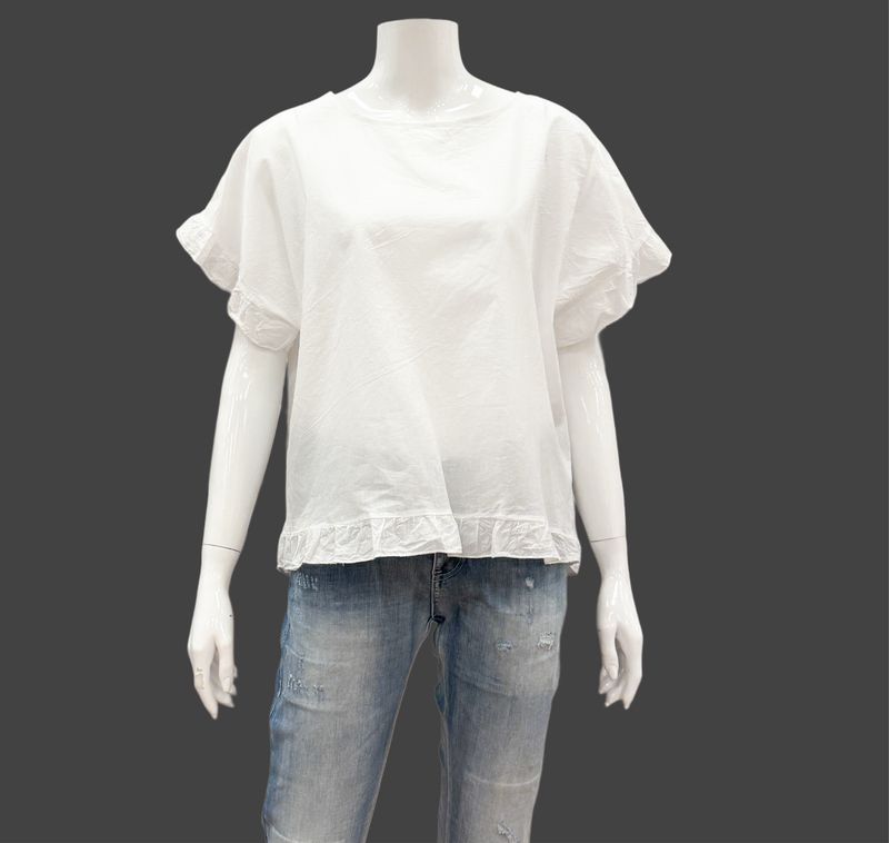 68493 BW Bluse mit Volants weiß MARTA DU CHATEAU 68493 BW Bluse mit Volants weiß MARTA DU CHATEAU
