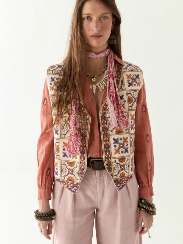 Nimrita Vest - Bangalow Grooves orange lila MAISON HOTEL Nimrita Vest - Bangalow Grooves orange lila MAISON HOTEL