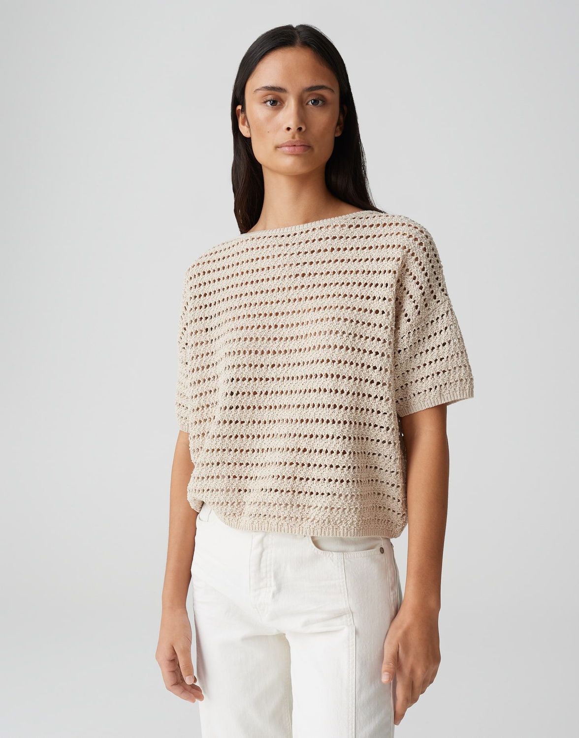 PINSE Loose Sommerlicher Strickpullover in Lochstruktur natural glaze OPUS
