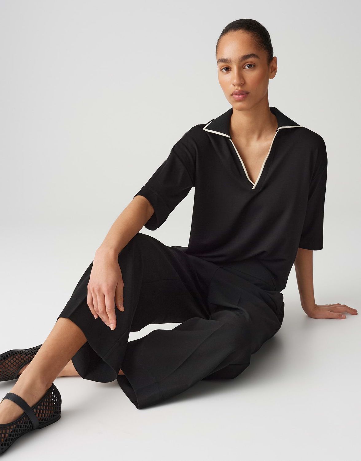 SOFFICE Loose Poloshirt im College Stil 900 black OPUS