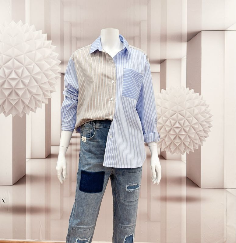 50979/5 Blusenhemd stripe blau braunTHE SHIRT PROJEKT