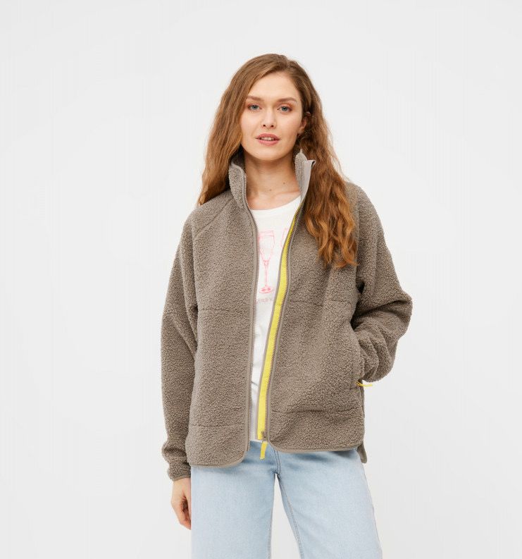 KUSCHELBY Fleecejacke in Teddyoptik cobblestone DERBE