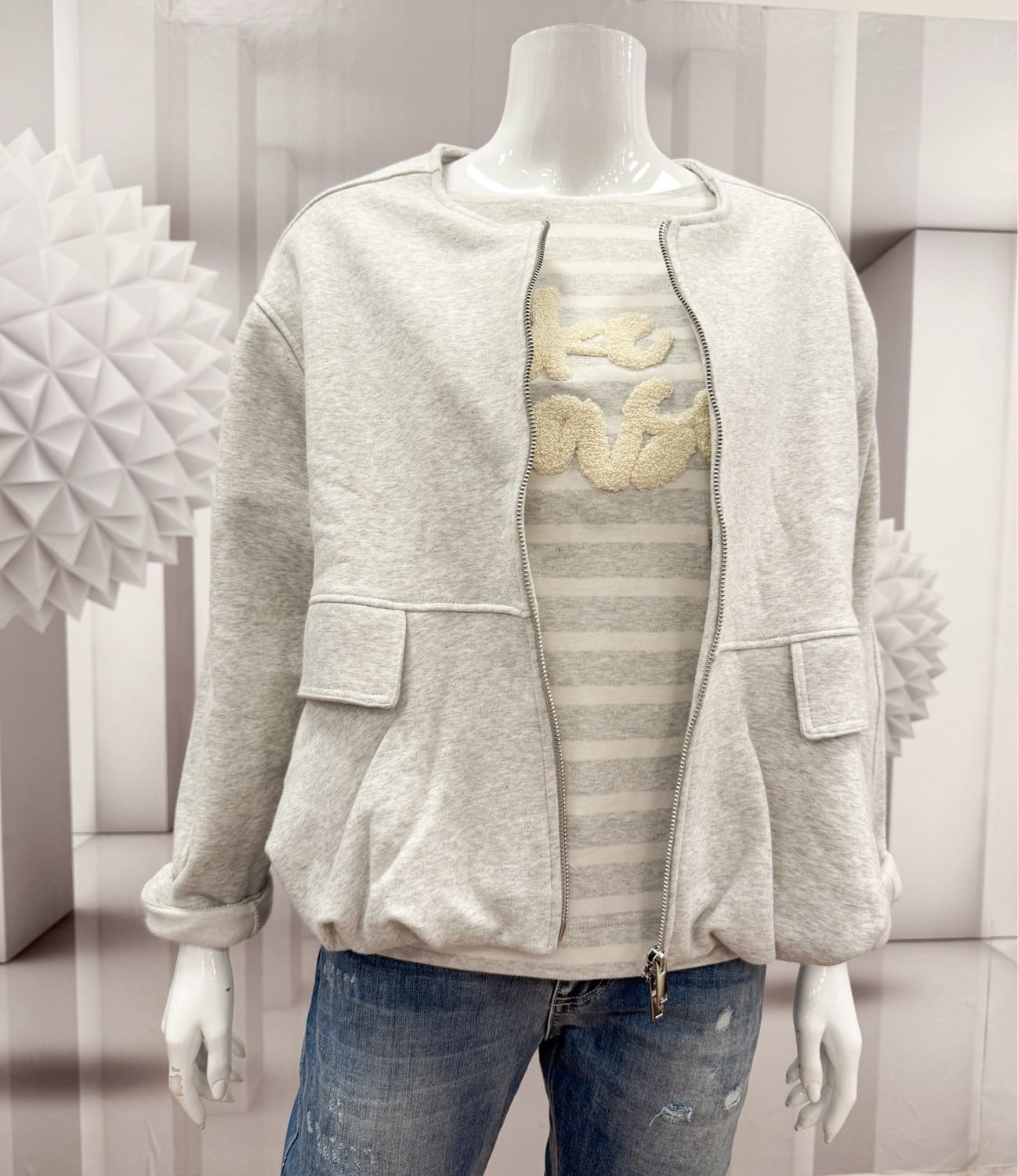 51098/5 Ballon Sweatjacke light grey melange THE SHIRT PROJEKT