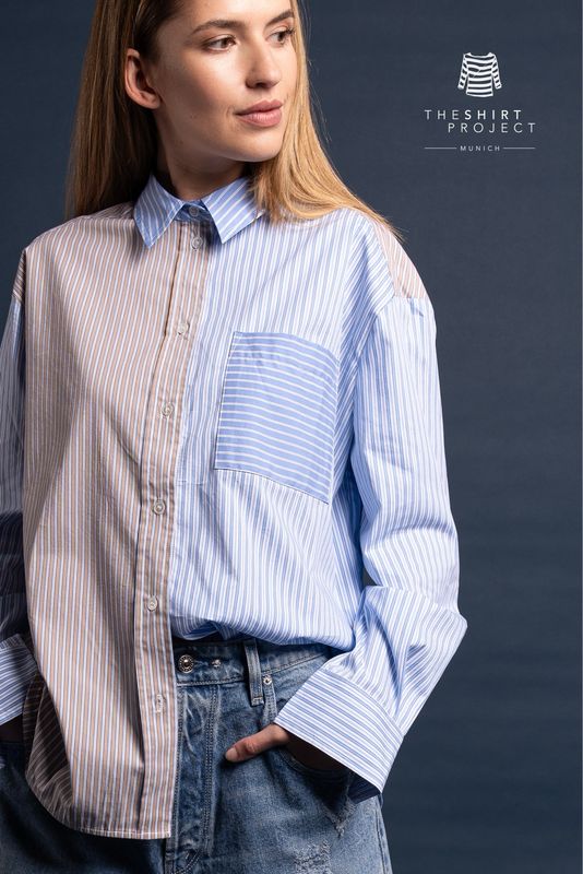 50979/5 Blusenhemd stripe blau braunTHE SHIRT PROJEKT