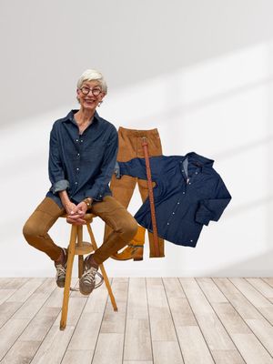 Jeansbluse und Velourslederlegging FRIEDA und FREDDIES, Stiefel ITALIEN reduziert, Gürtel MAISON HOTEL reduziert