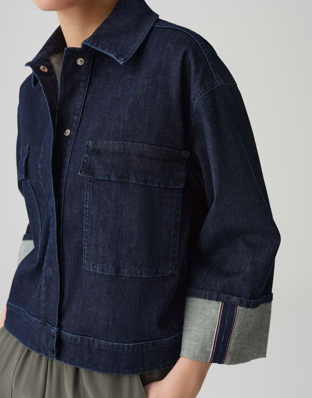 HOLLICE Loose Jeansjacke mit Rinsed Waschung 7439 rinsed blue OPUS- fällt gut aus