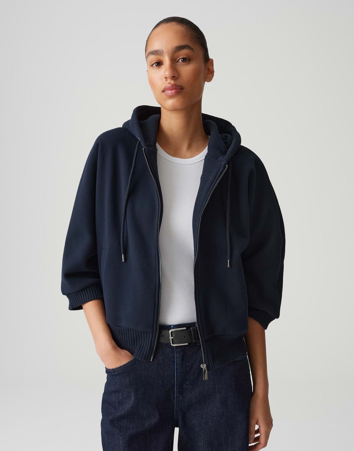 GENITA Loose Kapuzenjacke aus ultraweichem Sweat 60020 navy OPUS