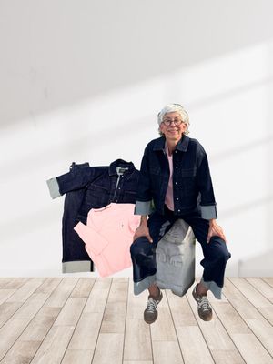peppige Jeansjacke und passende Turn Up Jeans in rinsed blue OPUS, Modalsweater winter rose FRIEDA UND FREDDIES