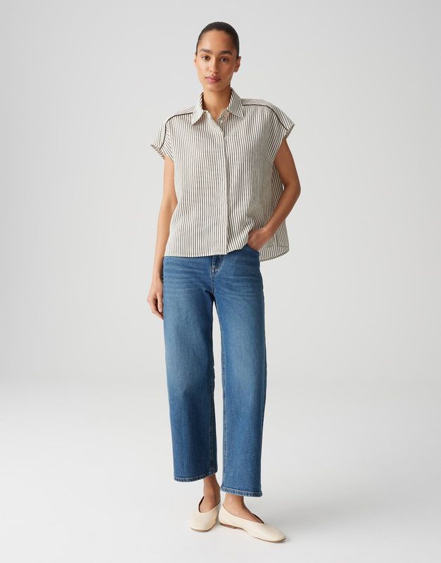 LANAH verkürzte Wide Leg Jeans aus Dry Indigo® Mid Rise 70258 mid lane blue OPUS Länge 26