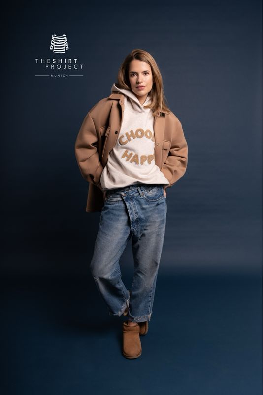 51153/5 Hoddie "choose happy" beige melange THE SHIRT PROJECT - fällt gut aus