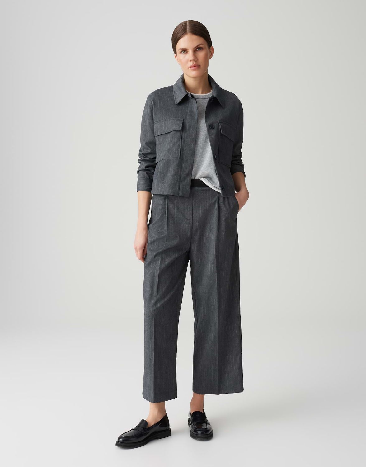 MOZY LANE Culotte mit feinem Nadelstreifen 60020 graublau OPUS