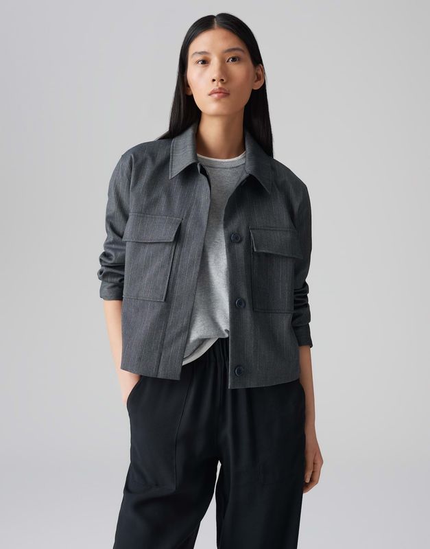 HYDENA Loose verkürzte Jacke mit Nadelstreifen 60020 graublau OPUS HYDENA Loose verkürzte Jacke mit Nadelstreifen 60020 graublau OPUS
