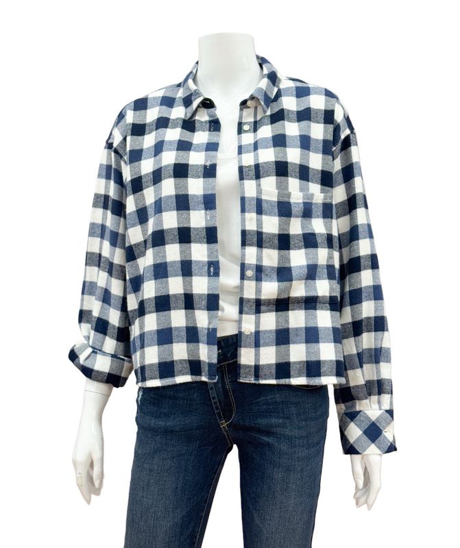8644-157330-176 Kuschelbluse navy check EMILY VAN DEN BERGH