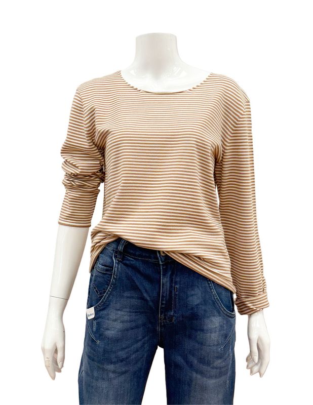 51005/5 weiches Strickshirt camel offwhite Stripes THE SHIRT PROJECT 51005/5 weiches Strickshirt camel offwhite Stripes THE SHIRT PROJECT