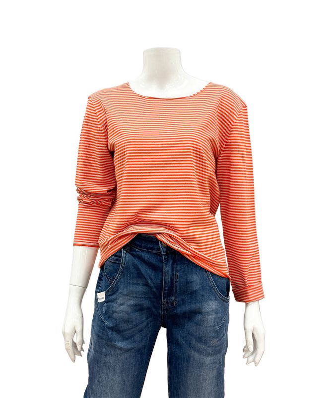 51005/5 weiches Strickshirt rotorange offwhite Stripes THE SHIRT PROJECT 51005/5 weiches Strickshirt rotorange offwhite Stripes THE SHIRT PROJECT