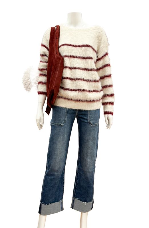 SRB4616 Fuzzy Strickpullover cream ruby RED BUTTON